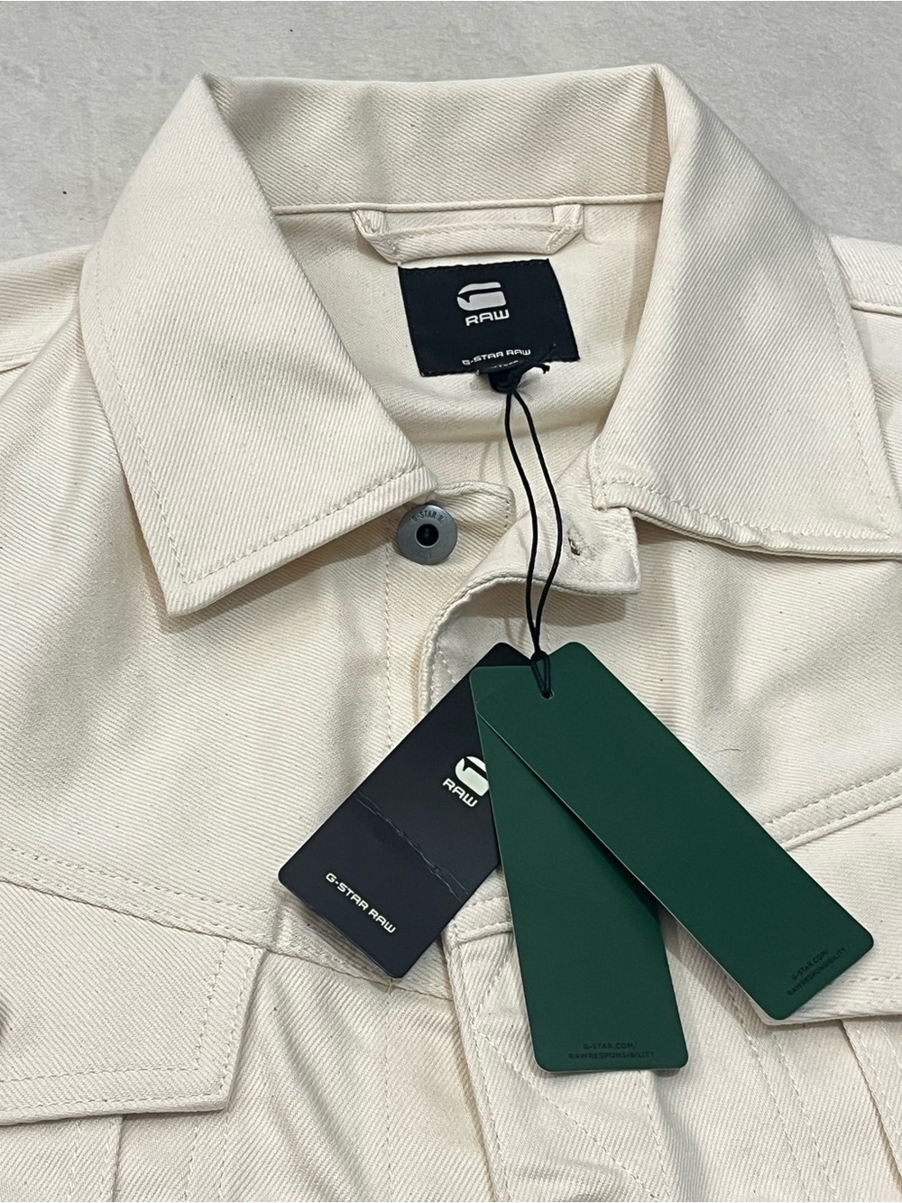 G-Star Originals Raw Denim Cream Color Sleeveless Denim Button Up Collared Vest - Picture 8 of 14